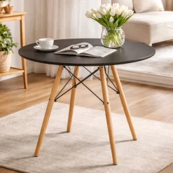 Stół okrągły czarny 70 cm skandynawski drewniane nogi do kuchni BEGRYF