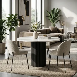 Stół okrągły NESTA 75 cm - Biały Marmur