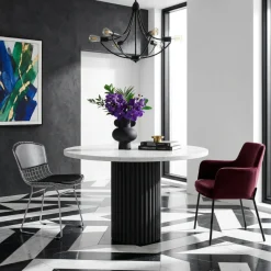 Stół okrągły NESTA 75 cm - Biały Marmur