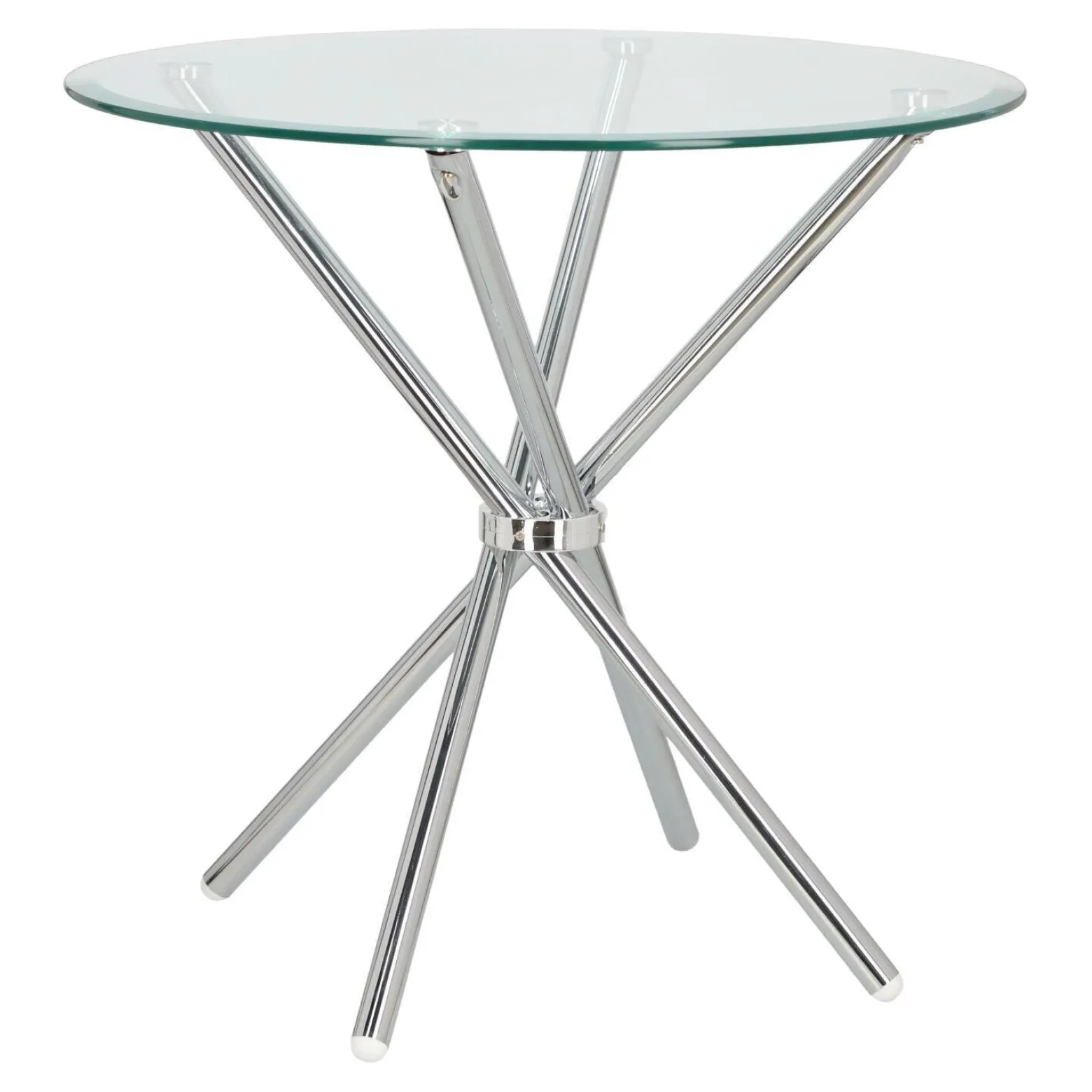 STÓŁ OKRĄGŁY Ufo 80 cm transparentny/chrom SZKLANY BLAT