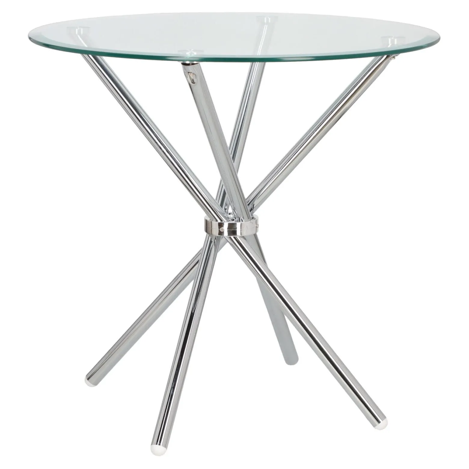 STÓŁ OKRĄGŁY Ufo 80 cm transparentny/chrom SZKLANY BLAT