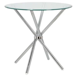 STÓŁ OKRĄGŁY Ufo 80 cm transparentny/chrom SZKLANY BLAT