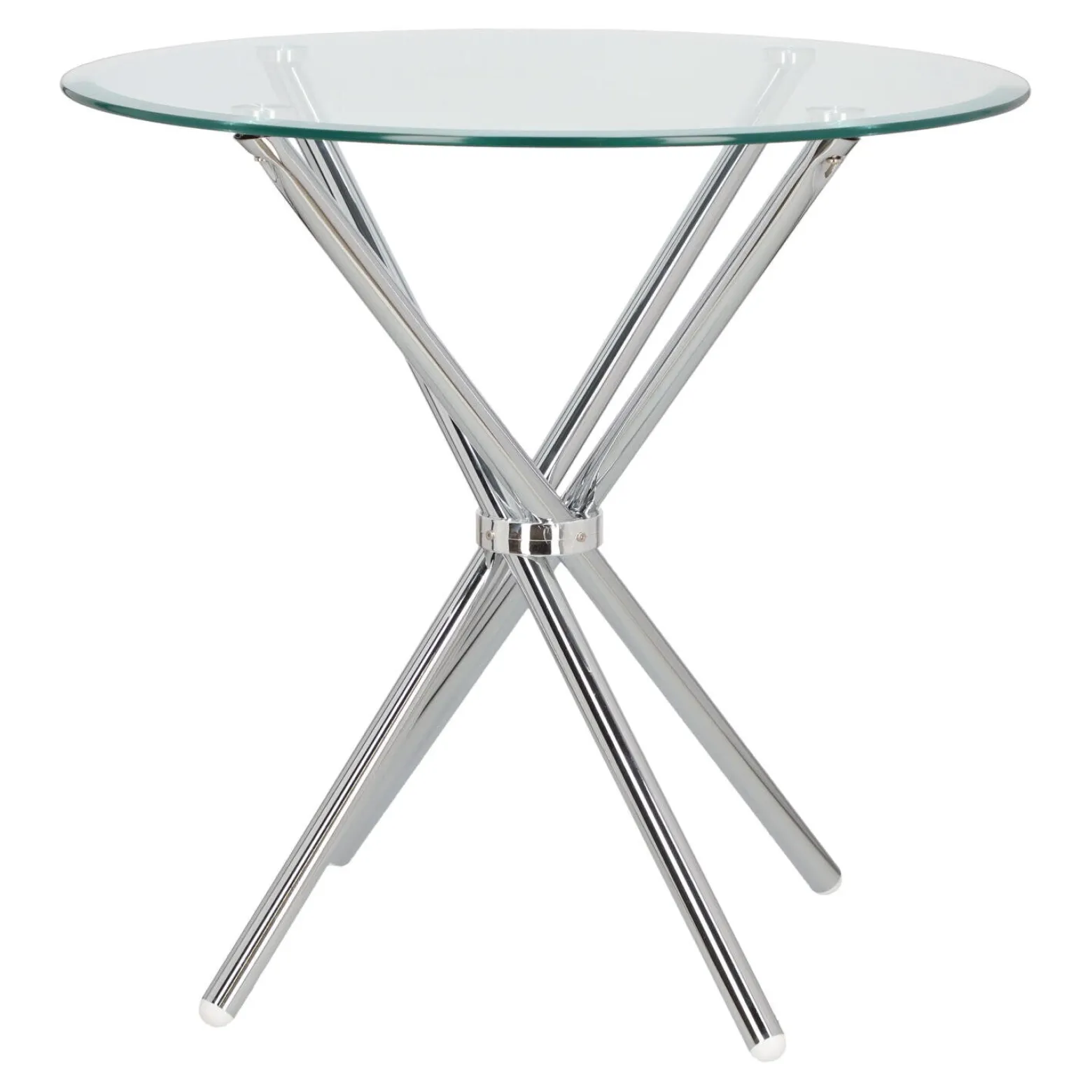 STÓŁ OKRĄGŁY Ufo 80 cm transparentny/chrom SZKLANY BLAT