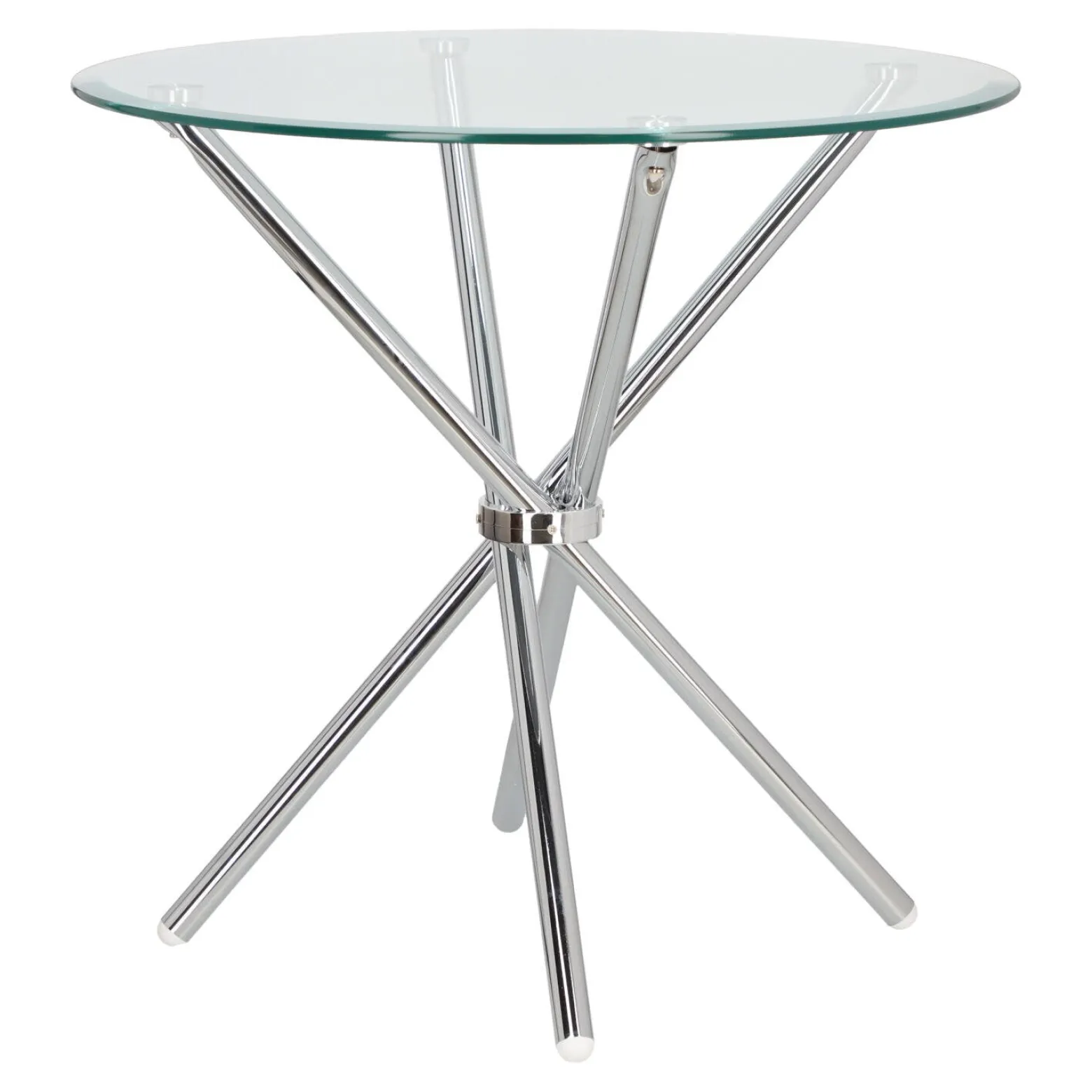 STÓŁ OKRĄGŁY Ufo 80 cm transparentny/chrom SZKLANY BLAT