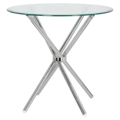 STÓŁ OKRĄGŁY Ufo 80 cm transparentny/chrom SZKLANY BLAT