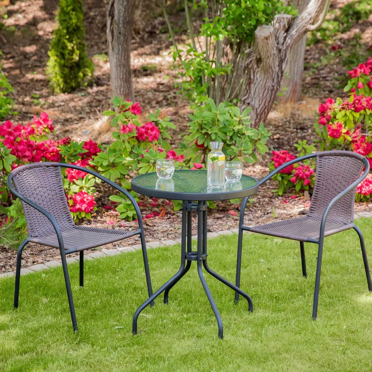 Stolik Bistro 60 cm szklany / antracyt PATIO | Dajar