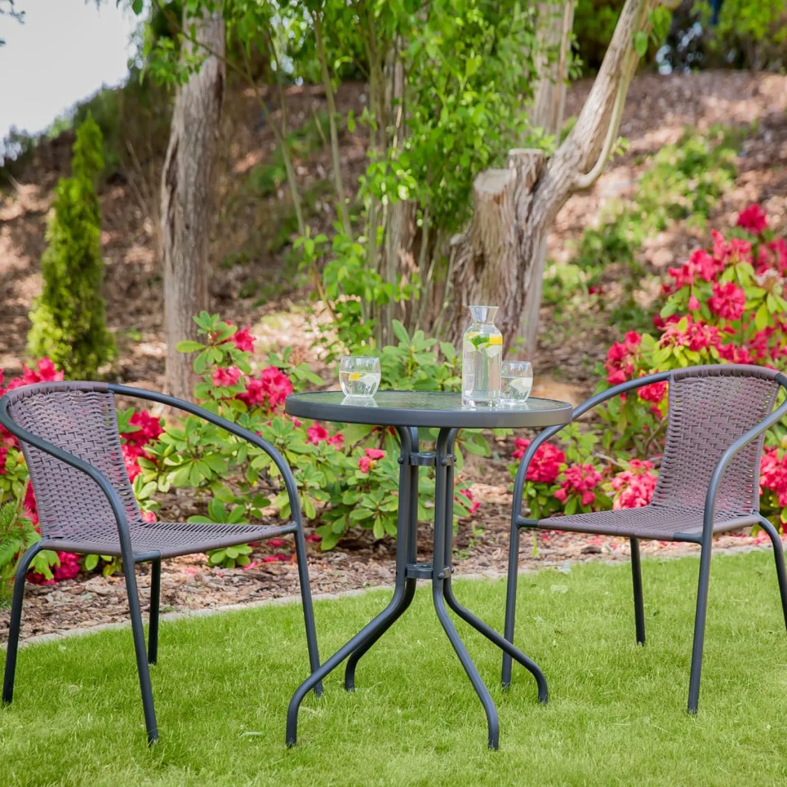 Stolik Bistro 60 cm szklany / antracyt PATIO | Dajar