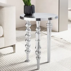 Stolik boczny FineBuy metalowy srebrny