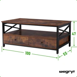Stolik ciemny brąz do przedpokoju na kawę BEGRYF 106x60x47