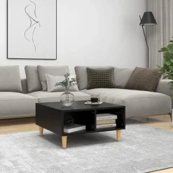 Stolik Kawowy Ława Stół Czarny 60x60x30 Półka Do Salonu Do Pokoju