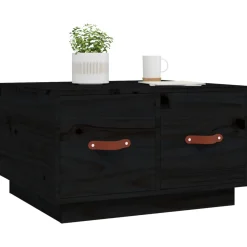 Stolik Kawowy Ława Stół Czarny Drewniany 60x53x35 Szuflady Do Salonu