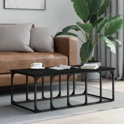 Stolik Kawowy Ława Stół Czarny 100x50x35.5 Do Salonu Do Pokoju