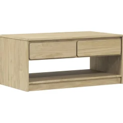 Stolik Kawowy Ława Stół Dębowy Drewniany 99x55x45 Szuflady Półka Do Salonu