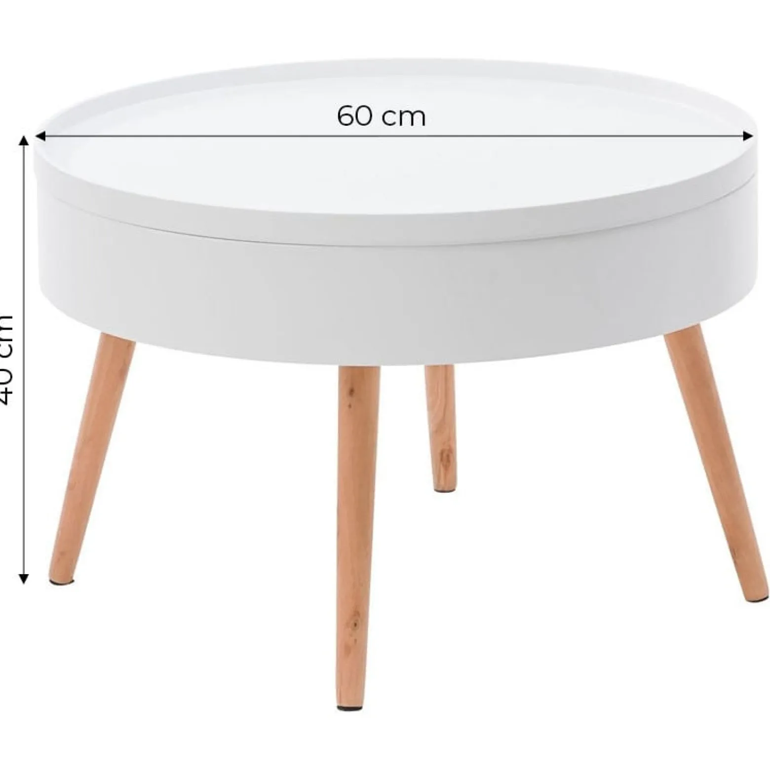 Stolik kawowy okrągły ze schowkiem 60cm ModernHome