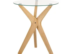 Stolik pomocniczy ø 45 cm szkło jasne drewno