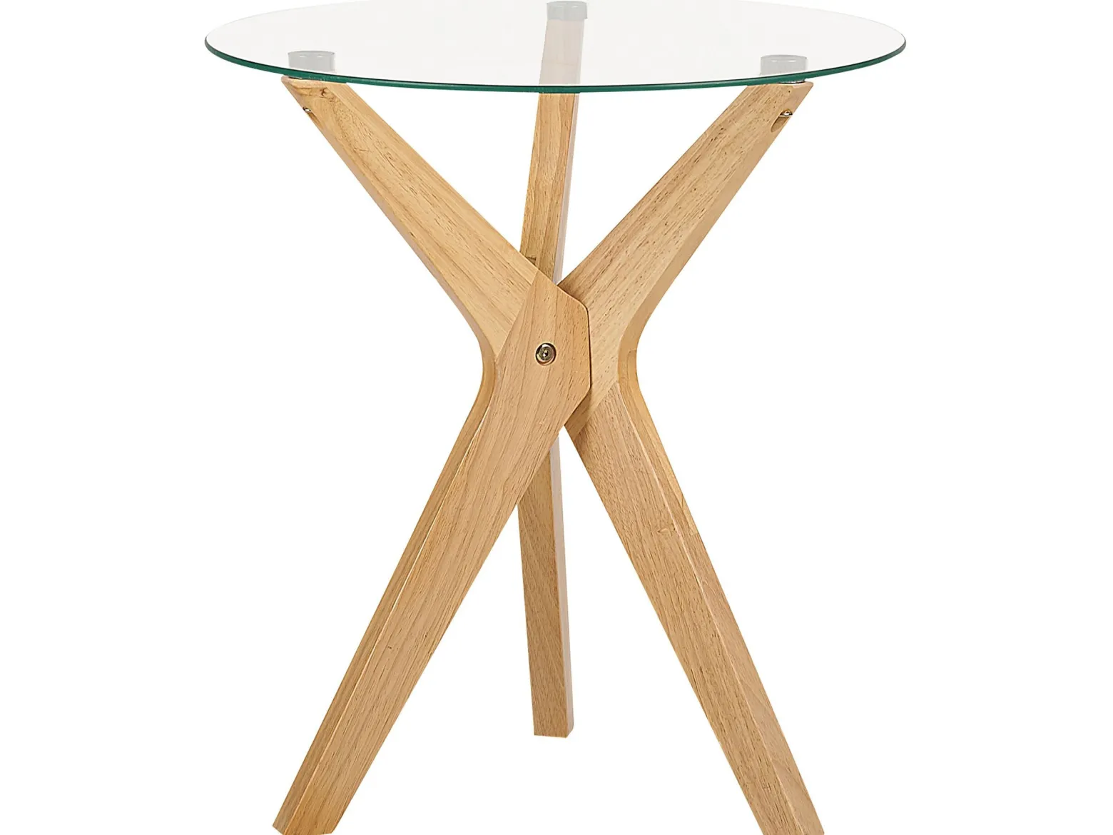 Stolik pomocniczy ø 45 cm szkło jasne drewno