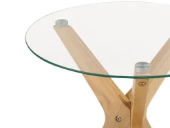 Stolik pomocniczy ø 45 cm szkło jasne drewno