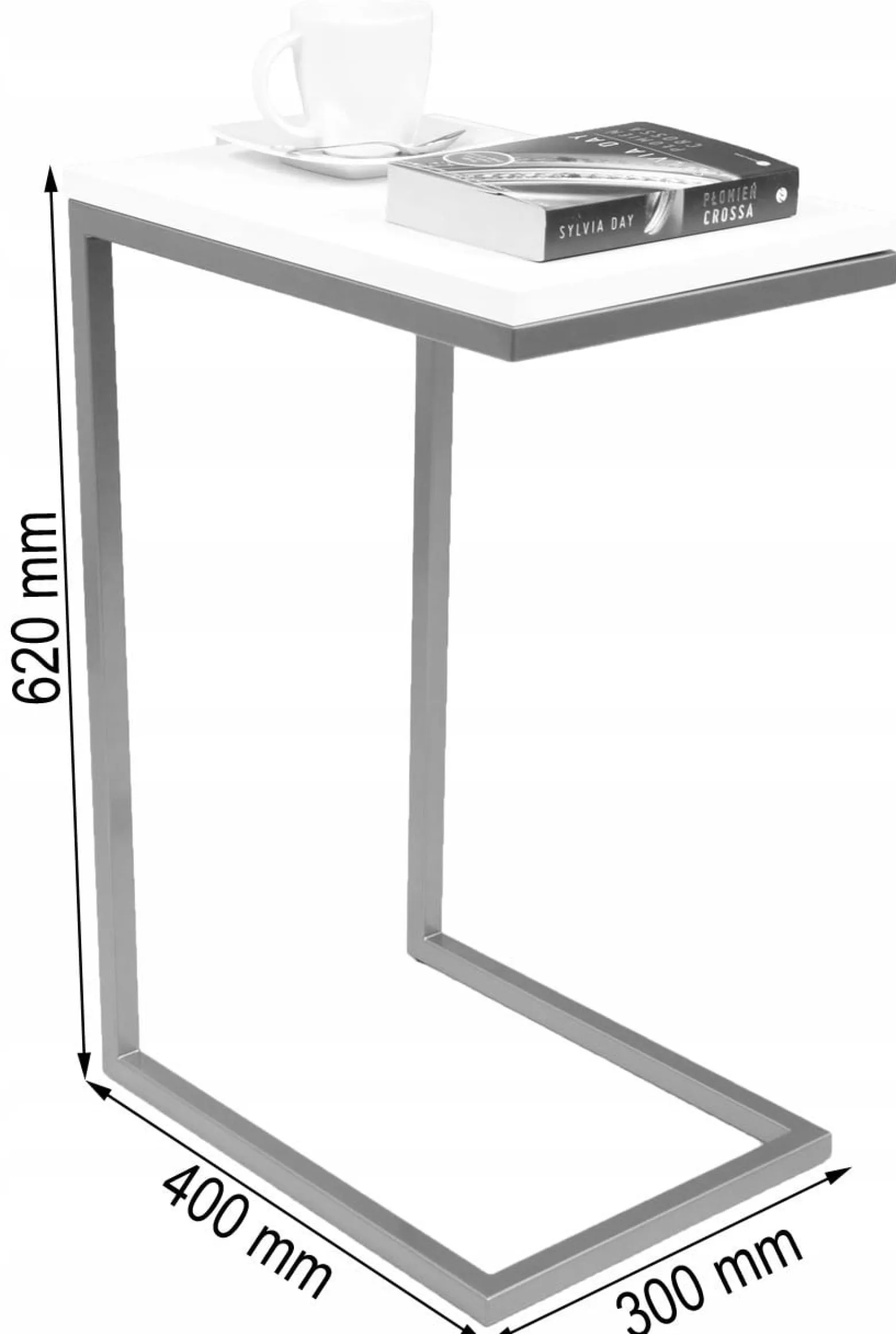 Stolik pomocniczy boczny kawowy przystawny pod laptopa metalowy czarny loft