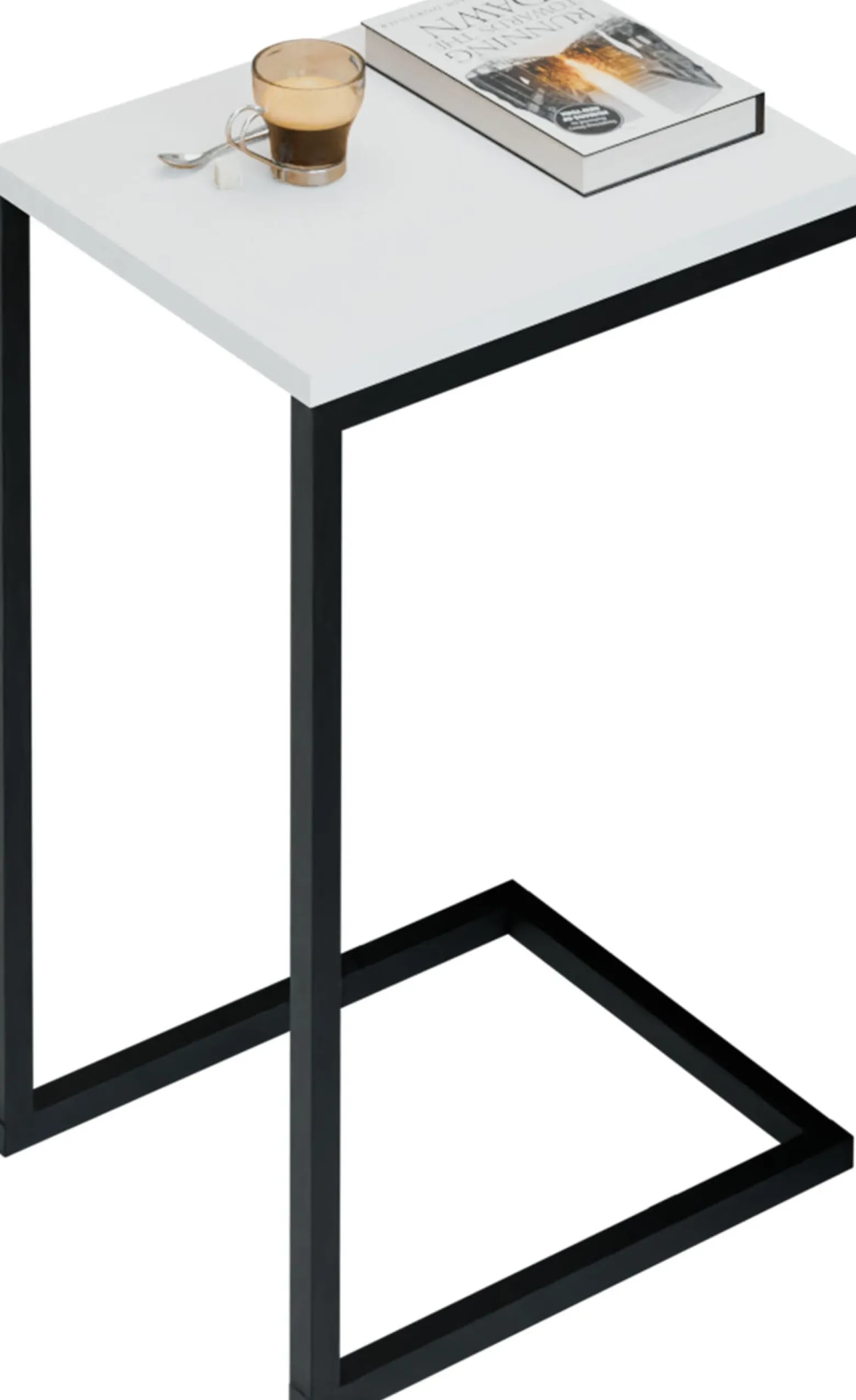 Stolik pomocniczy boczny kawowy przystawny pod laptopa metalowy czarny loft