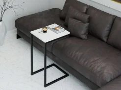 Stolik pomocniczy boczny kawowy przystawny pod laptopa metalowy czarny loft