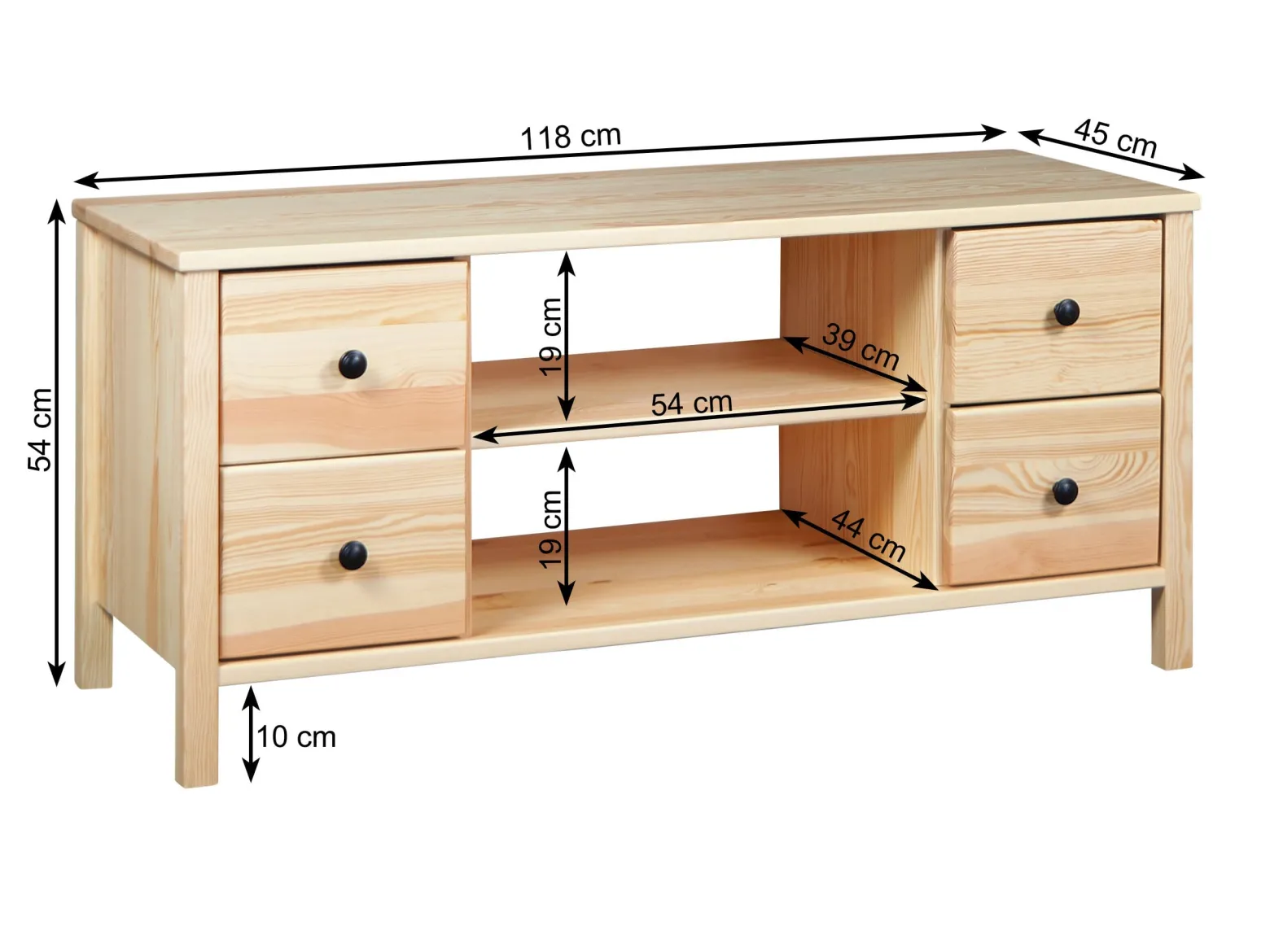 Stolik RTV 118 drewniany PRESTIGE, kolor sosnowy