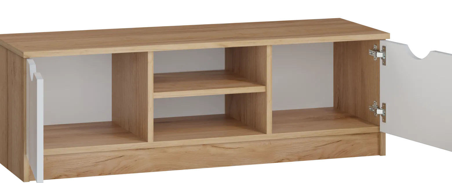 Stolik Rtv do salonu 120 2D dąb craft biały funkcjonalny i solidny