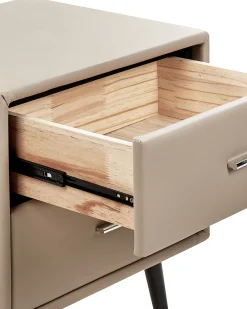 Stolik szafka nocna ekoskóra szuflady beż