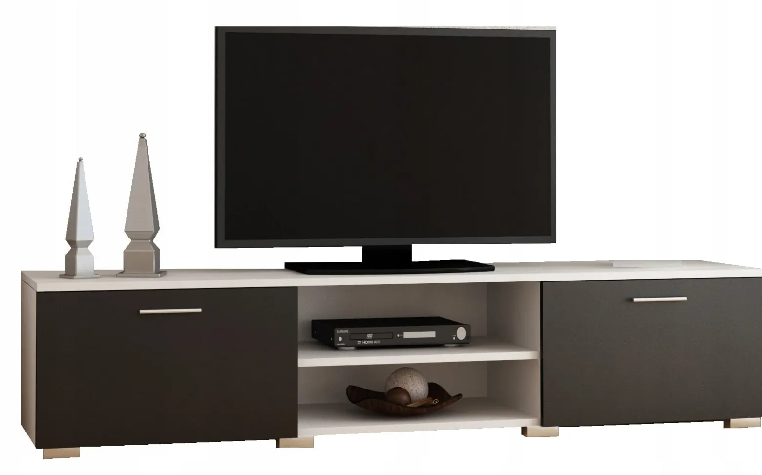 Stolik szafka rtv ROMA 150cm biały czarny komoda PER