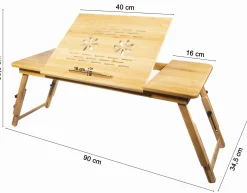 Stolik bambusowy pod laptopa XL śniadania regulacja kąta i wysokości