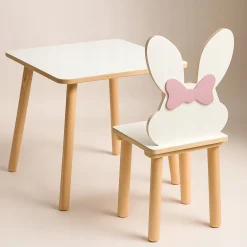 Stolik i krzesełko dla dzieci Królik z kokardą 50cm