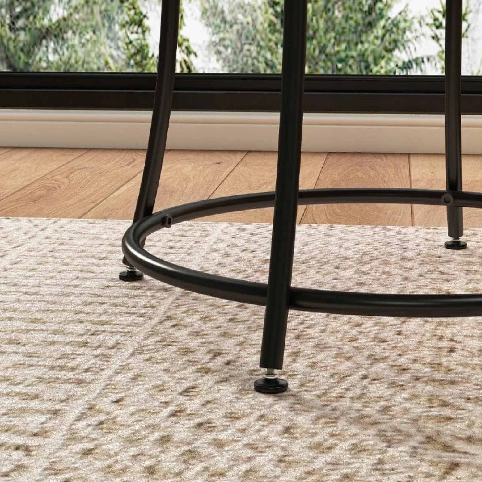 Stolik kawowy ława industrialny okrągły do salonu z półką brąz loft 55 cm