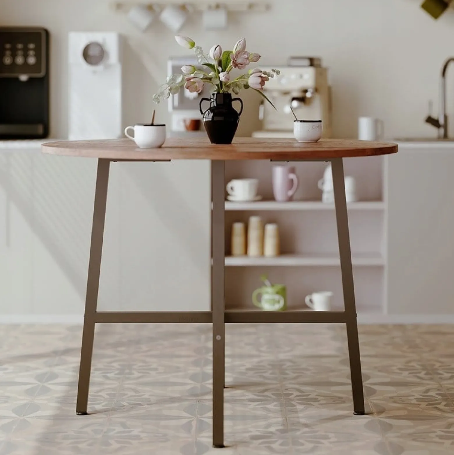 Stolik kawowy ława industrialny okrągły do salonu retro brąz loft vintage