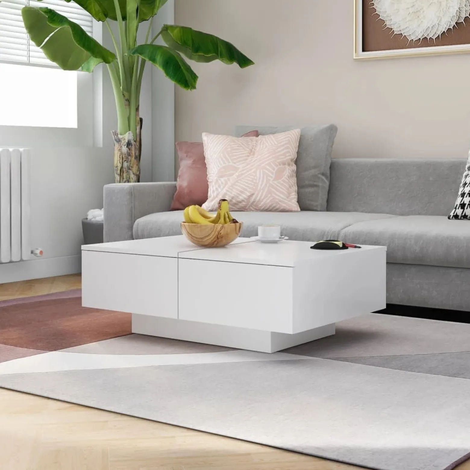 Stolik Kawowy Ława Stół Biały 90x60x31 Do Salonu Do Pokoju