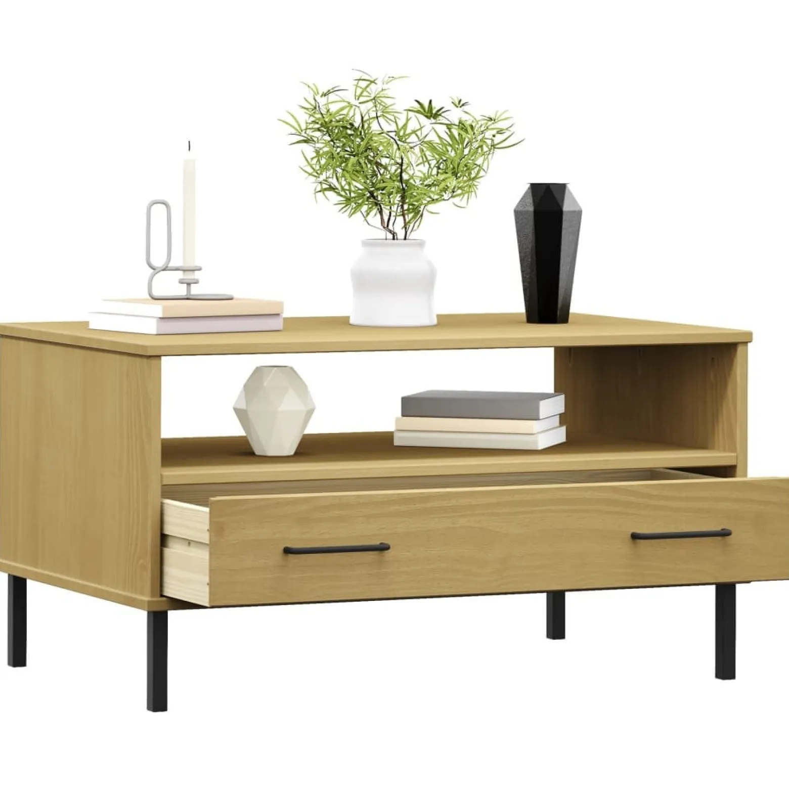 Stolik Kawowy Ława Stół Brązowy Drewniany 85x50x45 Szuflady Do Salonu