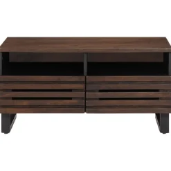 Stolik Kawowy Ława Stół Brązowy Drewniany 80x55x40 Szuflady Do Salonu