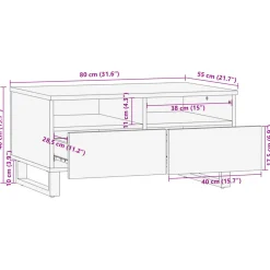 Stolik Kawowy Ława Stół Brązowy Drewniany 80x55x40 Szuflady Do Salonu