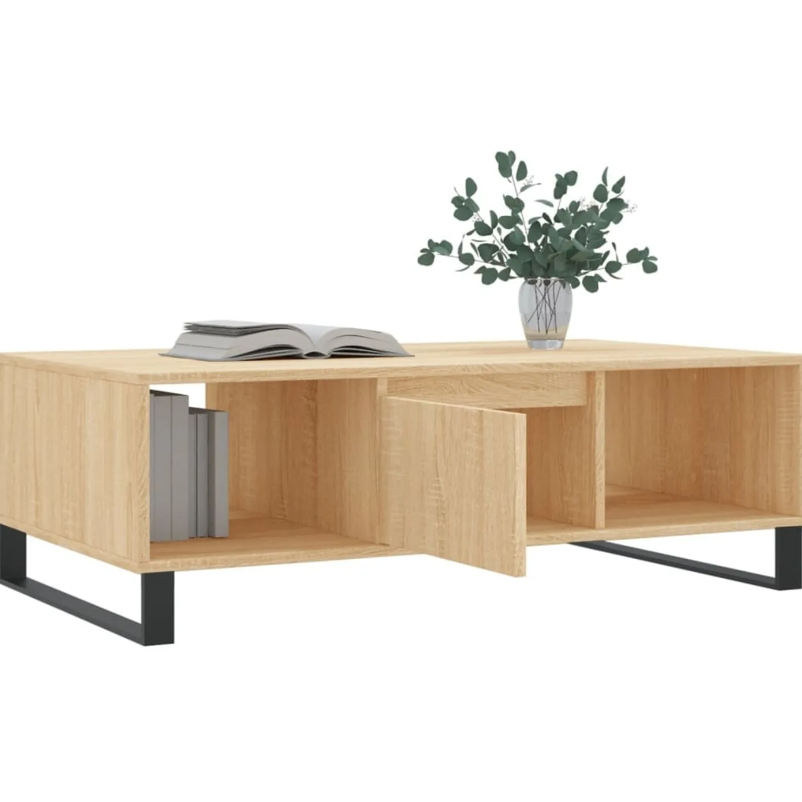 Stolik Kawowy Ława Stół Brązowy 104x60x35 Przegrody Do Salonu Do Pokoju