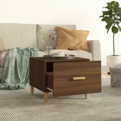 Stolik Kawowy Ława Stół Brązowy 50x50x40 Szuflady Do Salonu Do Pokoju