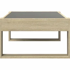 Stolik Kawowy Ława Stół Brązowy 90x53x30 Oświetlenie Led Do Salonu