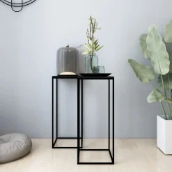 Stolik Kawowy Ława Stół Czarny Metalowy 25x25x60 Do Salonu Do Pokoju