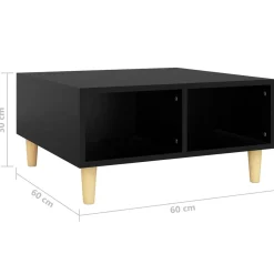 Stolik Kawowy Ława Stół Czarny 60x60x30 Półka Do Salonu Do Pokoju