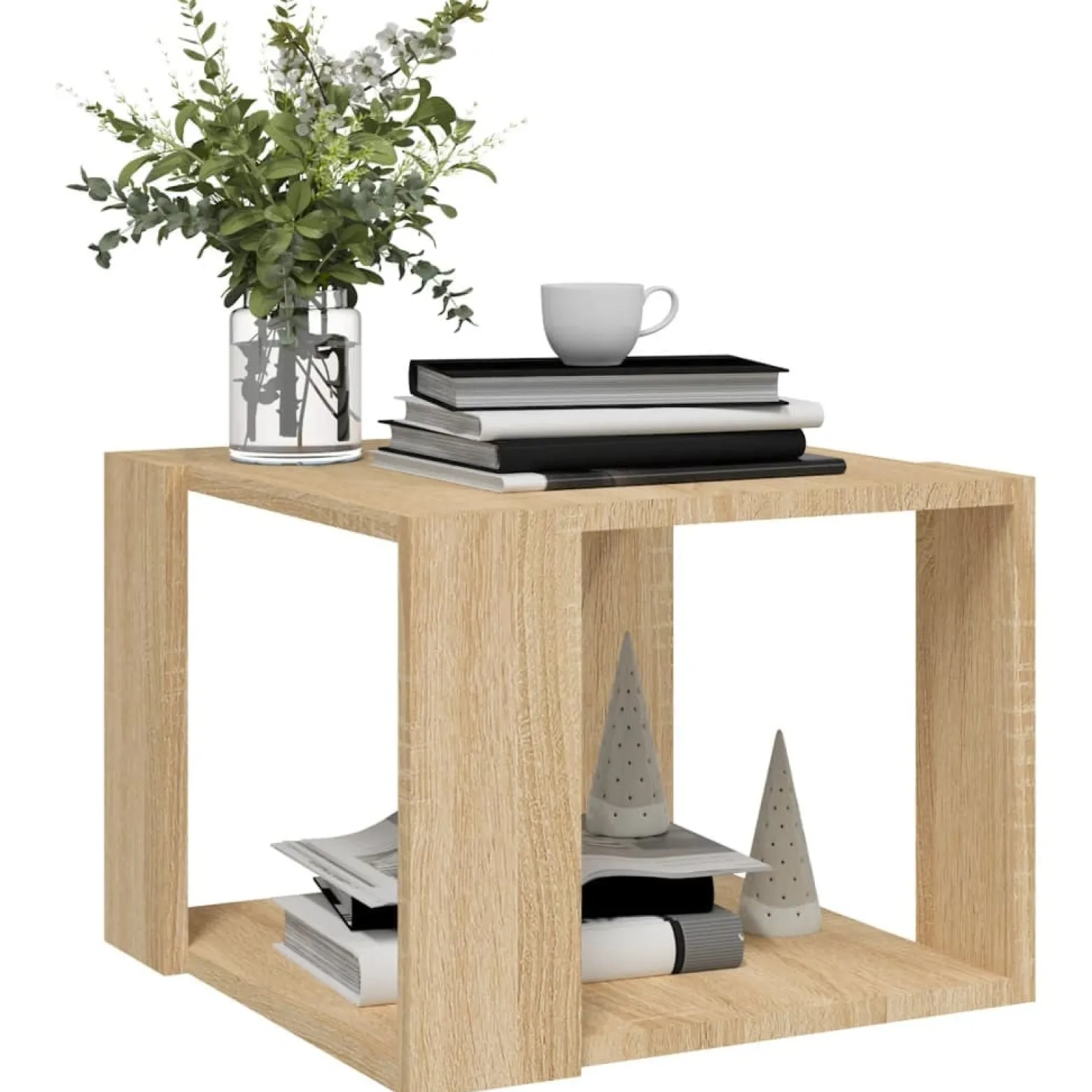 Stolik Kawowy Ława Stół Dąb Sonoma 40x40x30 Półka Do Salonu Do Pokoju