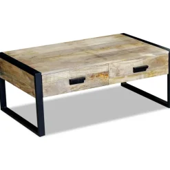 Stolik Kawowy Ława Stół Drewniany 100x60x40 Szuflady Do Salonu Do Pokoju