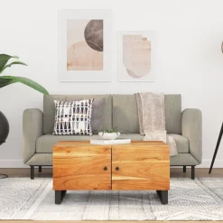 Stolik Kawowy Ława Stół Drewniany 80x50x40 Drzwiczki Do Salonu Do Pokoju