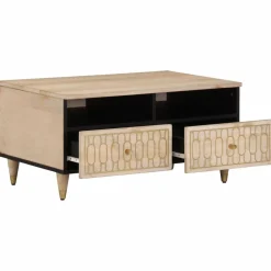 Stolik Kawowy Ława Stół Drewniany 80x54x40 Drzwiczki Do Salonu Do Pokoju