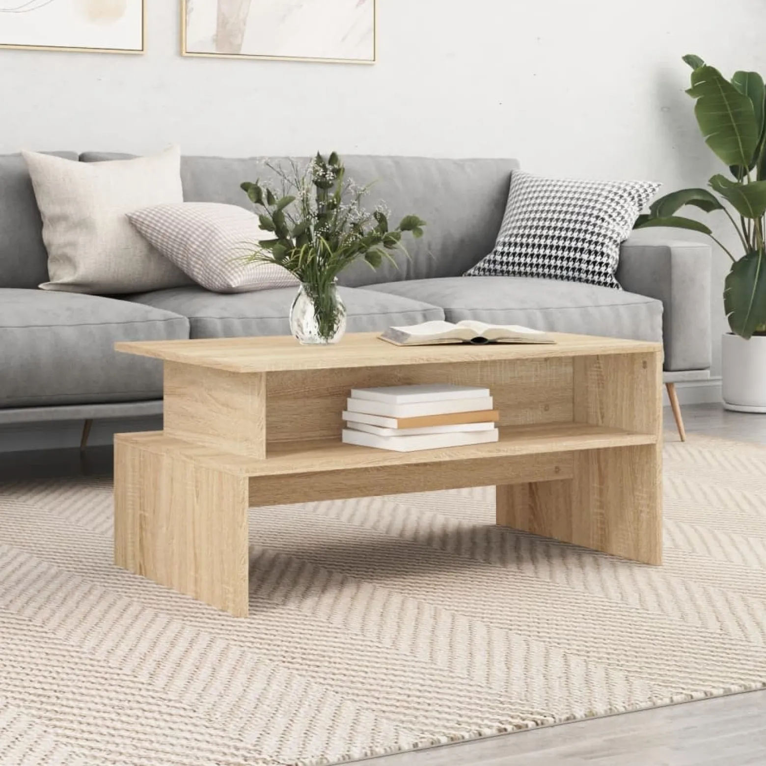 Stolik Kawowy Ława Stół Sonoma 90x55x42.5 Do Salonu Do Pokoju