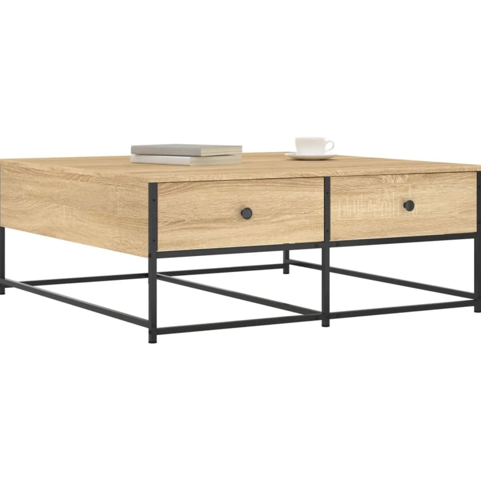 Stolik Kawowy Ława Stół Sonoma 100x99x40 Szuflady Do Salonu Do Pokoju