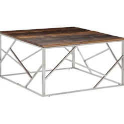 Stolik Kawowy Ława Stół Srebrny 100x100x50 Do Salonu Do Pokoju