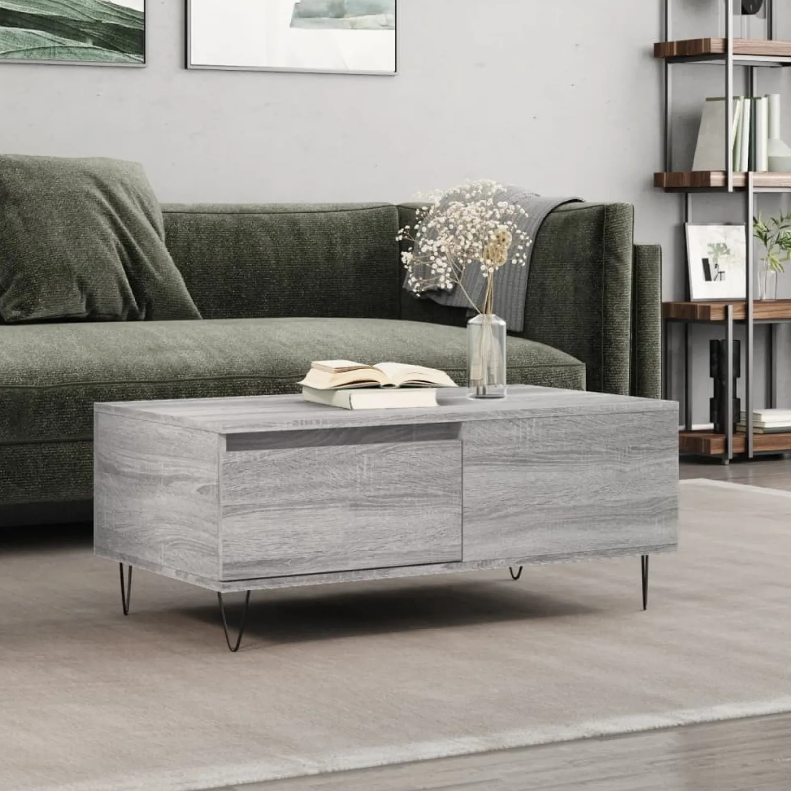 Stolik Kawowy Ława Stół Szary 90x50x36.5 Do Salonu Do Pokoju