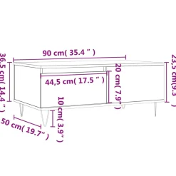 Stolik Kawowy Ława Stół Szary 90x50x36.5 Do Salonu Do Pokoju